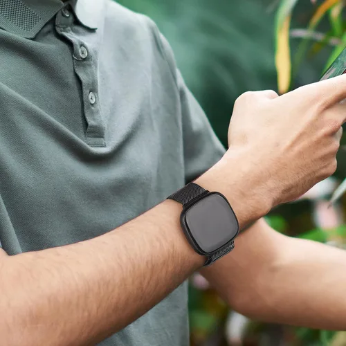 Miniatura 2 de Amzpas Bandas compatibles con Fitbit Versa 3/4 Fitbit Sense/Sense 2, correa magnética ajustable de acero inoxidable transpirable para Fitbit Versa