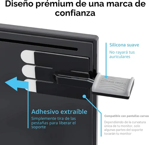 Miniatura 5 de TotalMount Soporte de monitor para auriculares y auriculares (soporte de grado premium ahorra espacio en el escritorio y protege los auriculares)