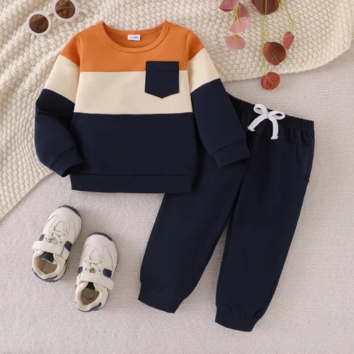 Miniatura 54 de Ropa de otoño e invierno para bebé, trajes de niño pequeño, sudadera de manga larga, sudadera de retazos y pantalones, 2 piezas, 12 meses a 5 años