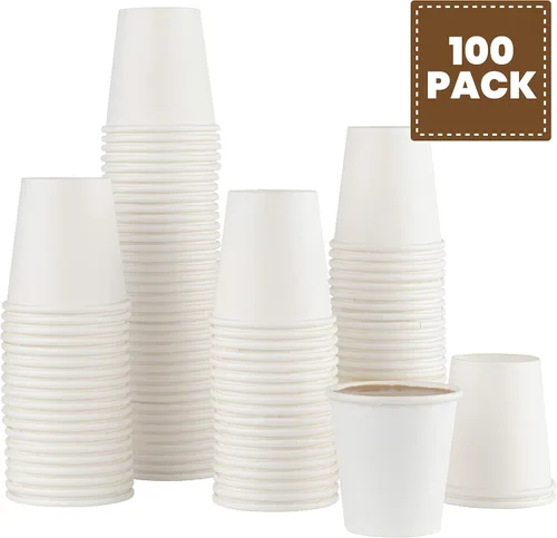 Miniatura 7 de ELEGANT DISPOSABLES [Paquete de 100 tazas de café] Tazas de papel desechables de 3 onzas – Taza de café, baño, expreso, enjuague bucal