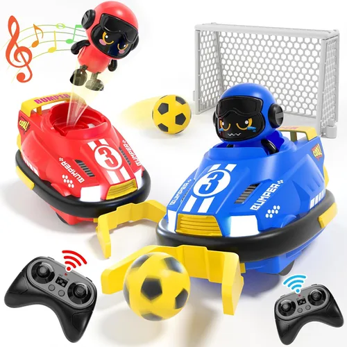 Miniatura 9 de bessome Paquete de 2 Lindos Autos Chocadores con Control Remoto de Dibujos Animados para Niños Pequeños - Mini Autos RC con Luz y Sonido y Rotación