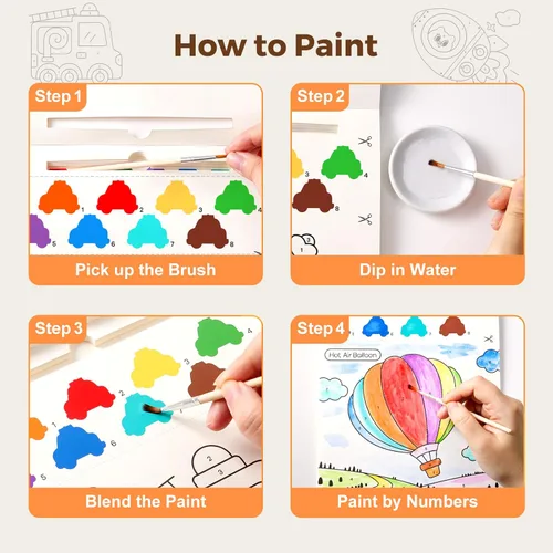 Miniatura 4 de Libros de pintar con agua para niños pequeños, actividad de pintura de acuarela sin desorden para niños de 1-3, 2-4, 4-6 años, regalo de arte