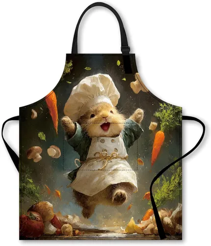 Miniatura 16 de Nuxovilar Bonito delantal de cocina, 26.77 x 30.7 pulgadas, esencial para cocina, hornear, reuniones festivas