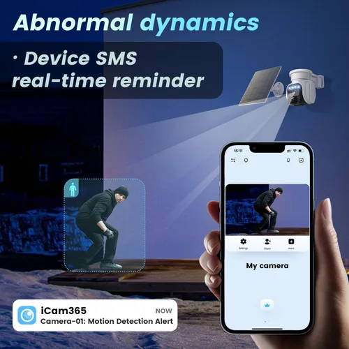 Miniatura 7 de Cámara de Seguridad Celular Solar 4G LTE Inalámbrica para Exteriores, Cámara Solar Alimentada sin WiFi con Tarjeta SIM Integrada y Plan de Datos