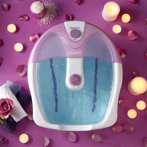 Miniatura 6 de Conair Baño relajante de pedicura para pies con masaje relajante de vibración, masajeador de pies relajante para lavabo profundo con chorros, Rosa