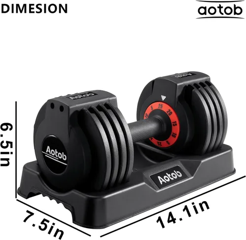 Miniatura 8 de AOTOB Adjustable Dumbbell Set 25/55 Lbs (Pair), Fast Weight Adjustment with Anti-Slip Turning Handle, Space-Saving for Home Gym, Strength Training