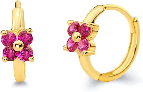 Aretes Huggie de oro amarillo de 14 quilates con circonita cúbica (0.394 x 0.394in) - 2 colores diferentes disponibles, Oro de 14 quilates,