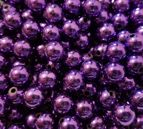 Miniatura 8 de Cuentas redondas sueltas de plástico artificiales de 0.394 in, 100 unidades (surtido metálico)
