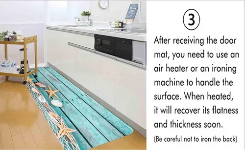 Miniatura 3 de LYFANS La alfombra de espuma de esponja para baño y cocina es absorbente y suave (24 x 71 pulgadas), y el tapete azul se utiliza para mesita