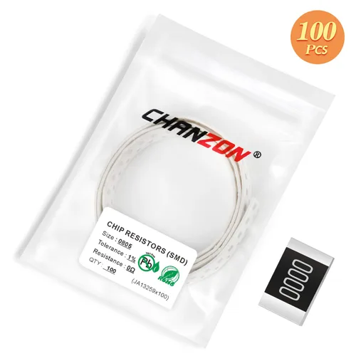 Miniatura 5 de Chanzon - 100 piezas de resistencias SMD 0805 0 Ω ohm 1/8W 0.125W ±1% de tolerancia, película gruesa, resistencias de chip SMT, certificadas por Rohs