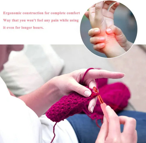 Miniatura 6 de Gancho de Ganchillo Ergonómico de 8mm, Agujas de Ganchillo para Tejer, Agujas de Tejer Lisas para DIY Hecho a Mano, Gran Regalo para Mujeres