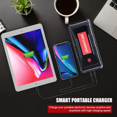 Miniatura 4 de MEGAWISE 2500A Peak 21800mAh - Batería de arranque portátil para coche (hasta 8.0L Gas/6.5L motores diésel) 12V Paquete de alimentación portátil