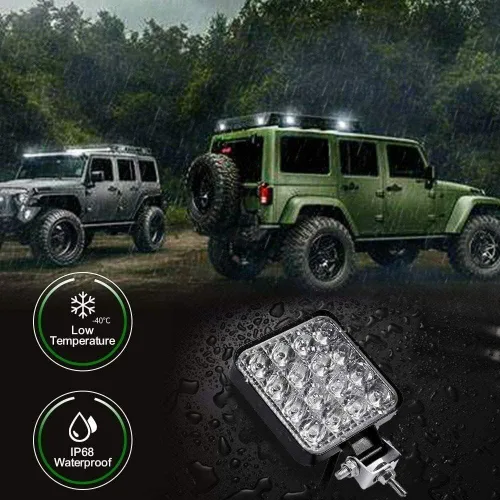 Miniatura 3 de Turboo - Barra de luz LED, 10 unidades de 4 pulgadas y 48 W, luces de trabajo cuadradas, luces LED todoterreno para camiones, vehículos todoterreno