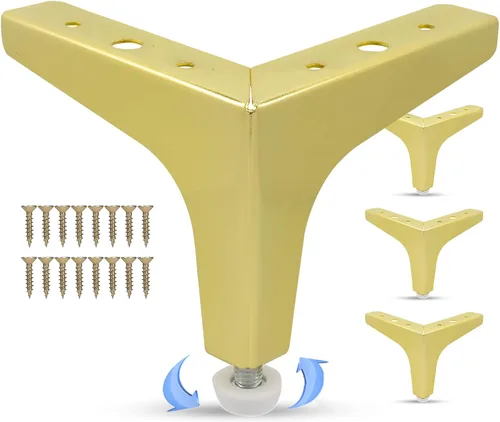 NEWBYTEK Patas ajustables para muebles de 4 pulgadas, juego de 4 patas triangulares para muebles, patas de sofá resistentes, patas de muebles de