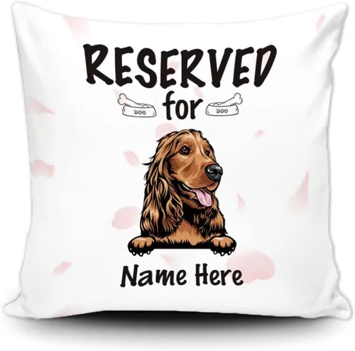 Miniatura 10 de Funda de almohada personalizada reservada para el perro, Cavalier King Charles Spaniel cachorro, funda de almohada de lona blanca para decoración