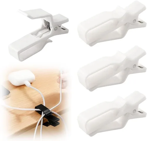 Miniatura 8 de Organizador de cables para organizar cables, soporte para clips de cable con agarre fuerte, organizador de cables para gestión de cables de Negro