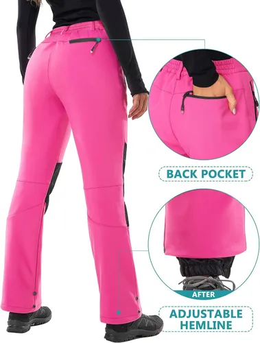Miniatura 3 de IUGA Pantalones de nieve para mujer, impermeables, aislados, softshell, con forro polar, para snowboard, 4 bolsillos
