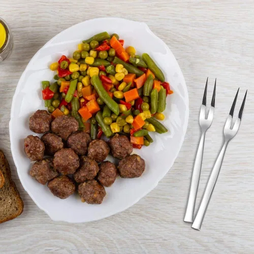 Miniatura 4 de Stainelss - Tenedor para carne de dos puntas, acero inoxidable, 6 piezas