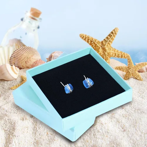 Miniatura 37 de Sea Glass Earrings S925 Sterling Silver Hypoallergenic Handmade Stud Post Earrings Beach Glass Fashion Handcraft Jewelry earrings stud earrings from