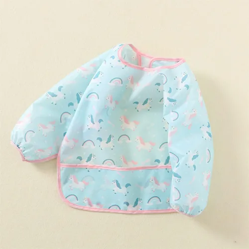 Miniatura 3 de Paquete de 3 baberos impermeables de manga larga para bebé, cobertura completa, delantal con bolsillo, de 6 a 30 meses