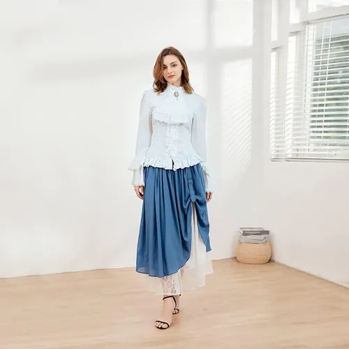 Miniatura 4 de Vestido midi de cintura elástica vintage para mujer