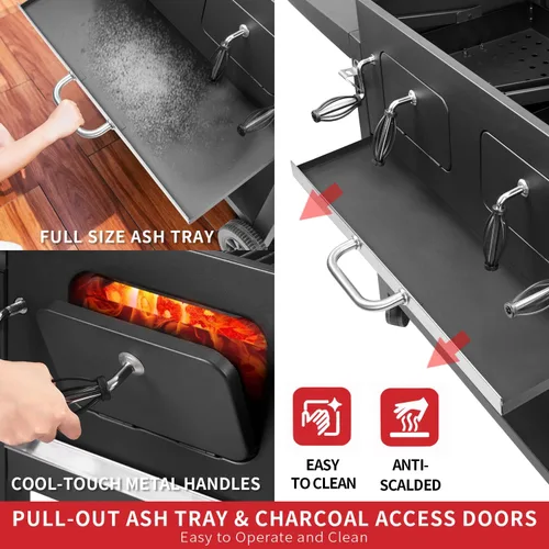 Miniatura 9 de Kendane Parrilla de carbón para barbacoa al aire libre, área de cocina extra grande de 794 pulgadas cuadradas con dos bandejas de carbón