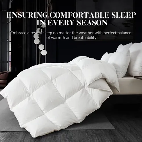 Miniatura 3 de WhatsBedding Edredón blanco de fibra de plumón, edredón de cama de lujo para todas las estaciones, relleno de edredón 100% algodón ultrasuave
