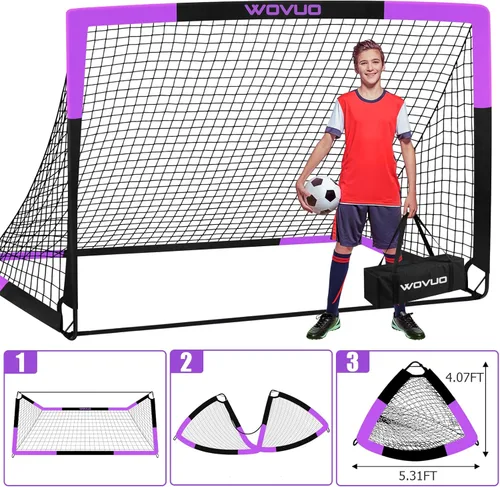 Miniatura 5 de Kids Soccer Goals for Backyard Set of 2, 6x4 ft Portable Toddler Soccer Goal Training Equipment with Soccer Target, Ball, Cones, Soccer Net for Kids