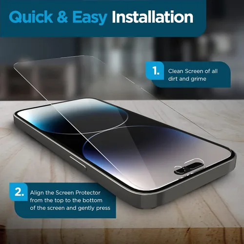 Miniatura 7 de Case-Mate Protector de pantalla para iPhone 14 Pro Max de 6.7 pulgadas, vidrio templado antiarañazos con protección contra roturas, película