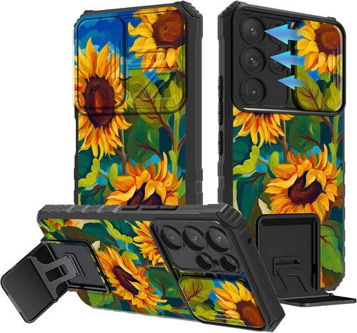 Miniatura 713 de Funda para Samsung Galaxy S22 Ultra 5G, Galaxy S22 Ultra con cubierta de cámara deslizante, funda resistente de doble capa con función atril Black