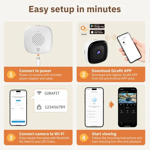 Miniatura 7 de Girafit Cámara de ventana de 3 MP 2K, cámaras de interior WiFi de 2.4 GHz y 5 GHz para seguridad en el hogar con visión nocturna a color ChroMax Al