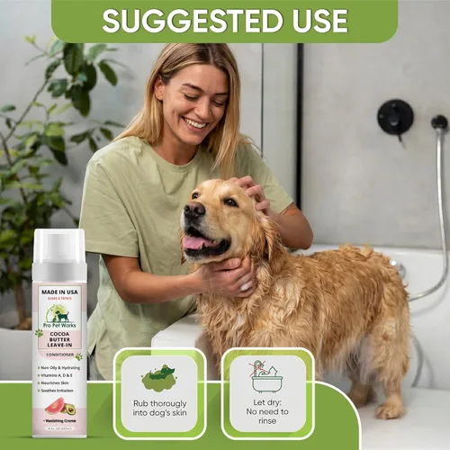 Miniatura 4 de Pro Pet Works 5 en 1 Loción acondicionadora de manteca de cacao Deja En para perros y gatos - Crema/Bálsamo para manchas calientes para alergias