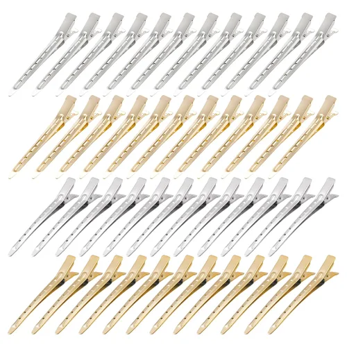 Bantoye 48 pinzas de pato de 3.35 pulgadas a prueba de óxido de metal con agujeros para peinar el cabello, seccionar, rizar, colorear, multicolor 2