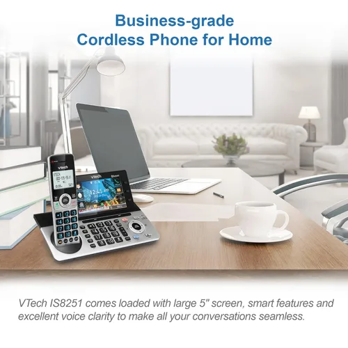 Miniatura 2 de VTech IS8251-3 - Teléfono inalámbrico de 3 manos de grado empresarial para oficina en casa, pantalla a color de 5", teclas de acceso directo