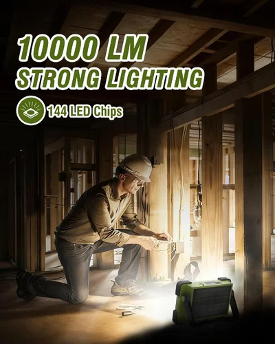 Miniatura 3 de Luz de Trabajo Solar Recargable de 120W, Luz de Inundación Portátil con Soporte, Luz de Trabajo LED de 144 LEDs 10000LM con 4 Modos, Luz de Trabajo