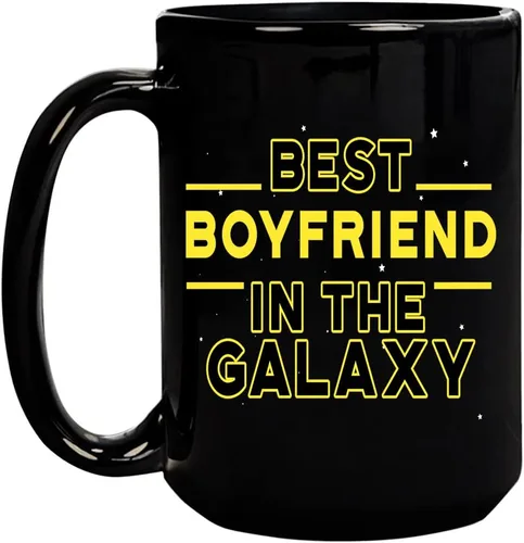 Miniatura 7 de Fatbaby Taza de café con texto en inglés "Best Boyfriend in the Galaxy", divertido regalo de cumpleaños, día de San Valentín, Navidad, para novio
