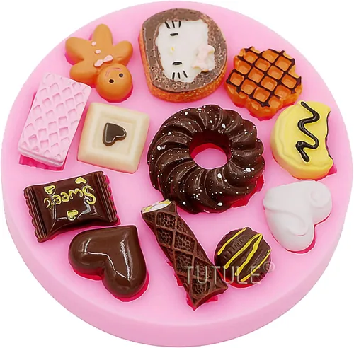 Lindo juego de moldes de silicona para galletas de caramelo, proyectos de herramientas de elaboración de fondant epoxi, colgante de fondant,