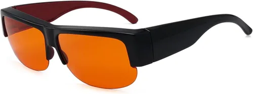 Miniatura 24 de Eyekepper Reducción de Luz Azul al 100%, Gafas de Computadora de Bloqueo Anti-Azul Fitover con Lente Extra Ámbar 1804-negro-100% bloqueo de luz azul