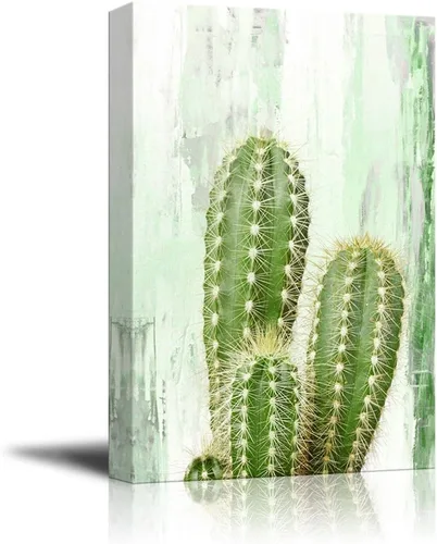 Miniatura 25 de wall26 Lienzo decorativo para pared, diseño de planta suculenta sobre fondo de estilo retro, arte moderno para el hogar, listo para colgar, 12.0 x