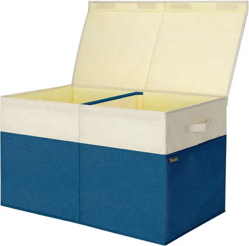 Miniatura 13 de BALEINE Contenedores de almacenamiento de tela extra grandes con tapa, cajas de almacenamiento plegables cestas con divisor para organización