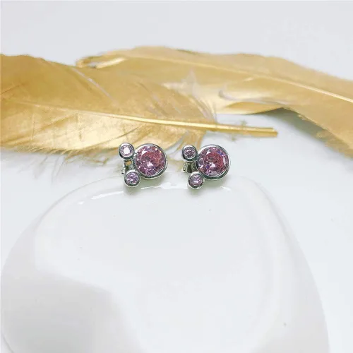 Miniatura 5 de Juego de joyas para mujeres y niñas, juego de collar y aretes de ratón chapados en plata S925, lindo aretes y colgante con circonita cúbica