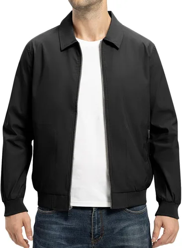 Miniatura 3 de TBMPOY Chaquetas ligeras para hombre, estilo casual, rompevientos, para hombre, chaqueta ligera de pista, cuello de tendido, abrigos de golf de otoño