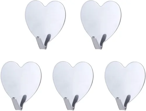 Miniatura 18 de Gancho de pared autoadhesivo en forma de corazón, gancho para puerta, ganchos decorativos fuertes de acero inoxidable para cocina y baño