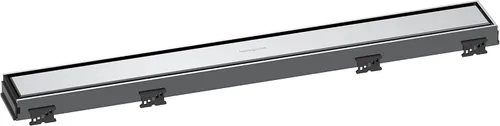 hansgrohe RainDrain Match - Drenaje de ducha lineal para 23 5/8 pulgadas, con marco de altura ajustable en cromo, drenaje rectangular de acero