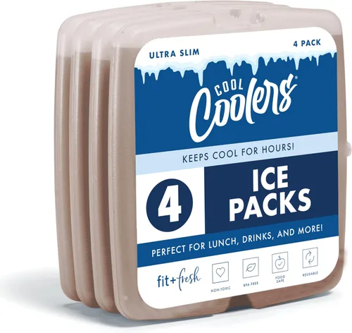 Miniatura 21 de Cool Coolers de Fit & Fresh - Paquete de 4 paquetes de hielo delgados, paquetes de hielo reutilizables de congelación rápida que ahorran espacio