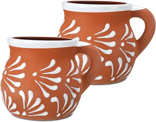 Baderke Paquete de 2 tazas de cerámica mexicana, tazas de café mexicano, tazas de arcilla para mujeres y hombres, cumpleaños, graduación, boda,