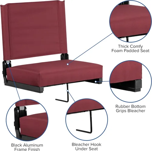 Miniatura 10 de Flash Furniture - asiento cómodo para usar en gradas de Flash - soporta 500 libras Silla de estadio ligera con asa y asiento ultra acolchado