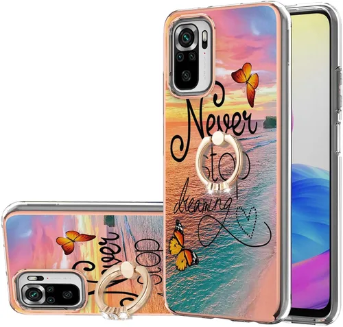 Miniatura 7 de XYX Case for Xiaomi Redmi Note 10 4G, Sparkling Marble TPU IMD Bumper Hybrid Protective Phone Cover with 360 Rotating Ring Kickstand,White Milky Way