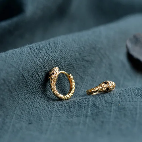 Miniatura 5 de VACRONA - Aretes tipo arracadas para mujer, chapados en oro de 14 quilates, diseño de aro de arracada