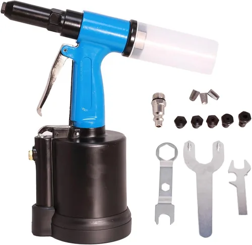 Kit de pistola de remache neumática, remachadora de aire, juego de herramientas de tuerca de remache, 1/4", 3/16", 5/32", 1/8", 3/32" capacidad para